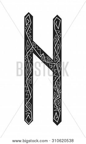 Fleece Hagalaz. Ancient Scandinavian Runes. Runes Senior Futarka. Magic, Ceremonies, Religious Symbo