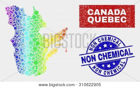 Tools Quebec Province Map And Blue Non Chemical Distress Seal Stamp. Spectral Gradient Vector Quebec