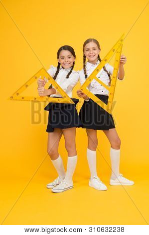 Geometric Shapes. Pupils Use Gon Ruler. Stem Disciplines. Back To School. Maths And Geometry. Kids I