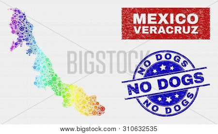 Productivity Veracruz State Map And Blue No Dogs Scratched Seal. Colorful Gradiented Vector Veracruz