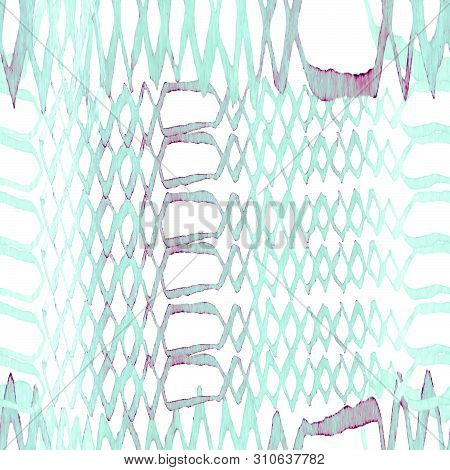 Indigo Blue Snake Seamless Pattern. Watercolor Hand Drawn Python Print.  Cobra Skin Exotic Texture. 