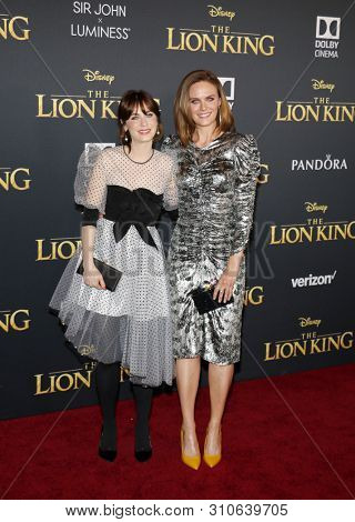 Zooey Deschanel and Emily Deschanel at the World premiere of 'The Lion King' held at the Dolby Theatre in Hollywood, USA on July 9, 2019.