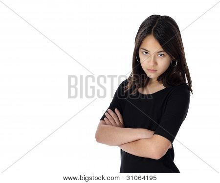 A Determined Young Girl Glares