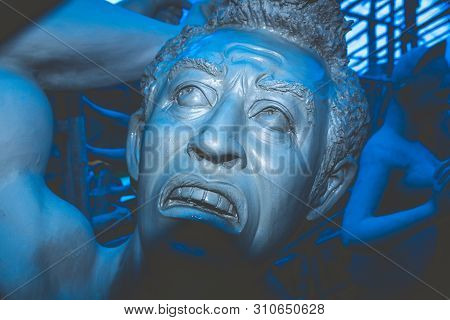 Kolkata India October 2018 - Close Up Portrait Of Screaming Horror Face Of 
