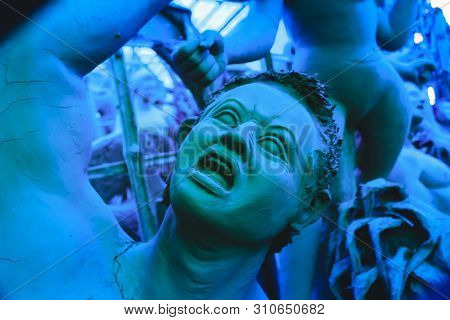 Kolkata India October 2018 - Close Up Portrait Of Screaming Horror Face Of 