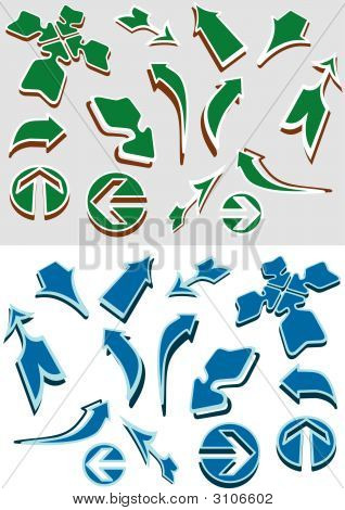 verschillende vector pijlen in twee kleuren