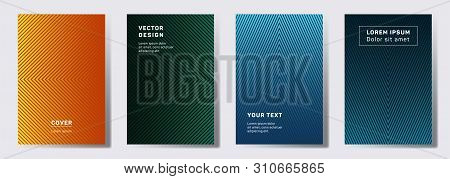 Tech Cover Templates Set. Geometric Lines Patterns With Edges, Angles. Digital Backgrounds For Catal