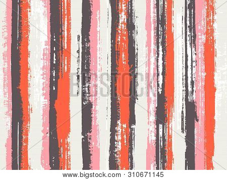 Watercolor Strips Seamless Vector Background. Striped Tablecloth Textile Print. Decorative Bright Pl