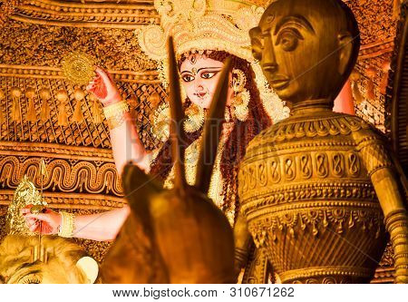 Kolkata West Bengal India October 2018 - Image Of Goddess Devi Maa Durga Or Parvati Or Uma, Wife Of 