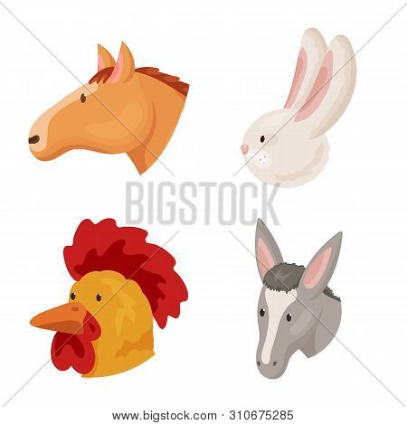 Vector Illustration Of Farm And Head Symbol. Set Of Farm And Homemade Stock Vector Illustration.