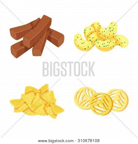 Vector Design Of Food And Crunchy Sign. Collection Of Food And Flavor Vector Icon For Stock.
