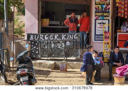 Ajmer, India - February 07, 2019: Indian Local Buger King Fast Food Restaurant In Ajmer