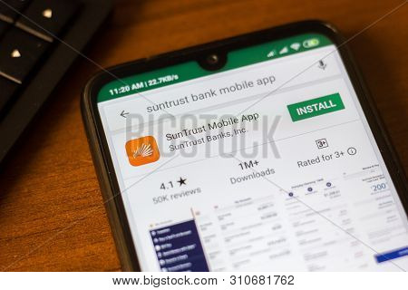 Ivanovsk, Russia - June 26, 2019: Suntrust Mobile App On The Display Of Smartphone Or Tablet.