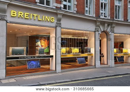 London, Uk - July 6, 2016: Breitling Watch Store In London. Breitling Is A Swiss Watch Making Compan