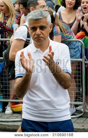 London, United Kingdom, 6th July 2019:- London Mayor Sadiq Khan Taking Part In London Pride 2019