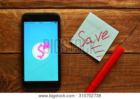 Stavropol, Russian Federation. July 10, 2019. Smartphone With Mobile Application Casher Ilia Flaks