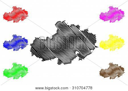 Akmola Region (republic Of Kazakhstan, Regions Of Kazakhstan) Map Vector Illustration, Scribble Sket