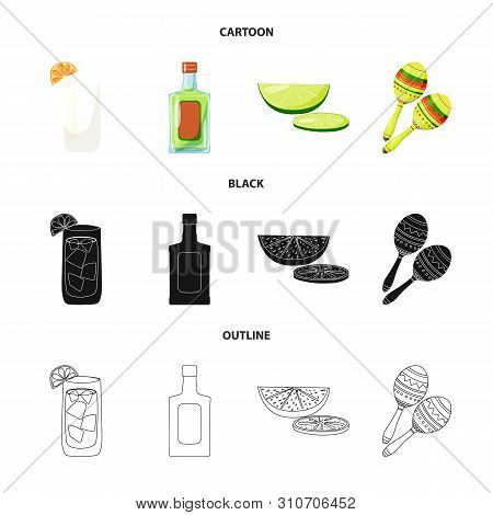 Vector Design Of Cafe And Latin Icon. Set Of Cafe And National Vector Icon For Stock.