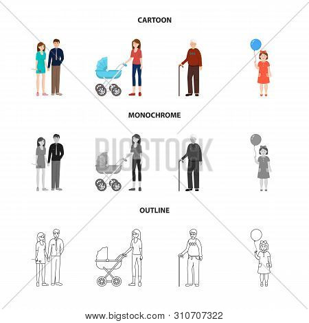 Vector Illustration Of Character And Avatar Icon. Collection Of Character And Portrait Stock Vector 