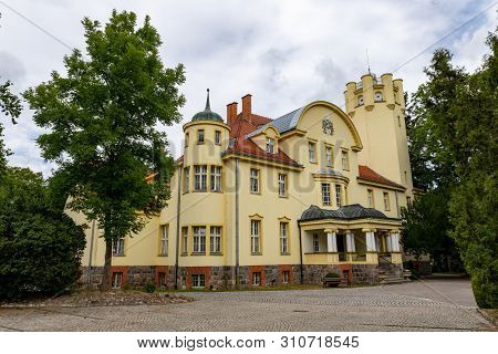Jastrzebie, Kujawsko Pomorskie / Poland - 10 July 2019: Renovated Historic Palace In A Small Town. A