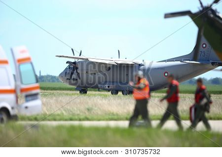 Boboc, Romania - May 22, 2019: Alenia C-27j Spartan Military Cargo Plane From The Bulgarian Air Forc