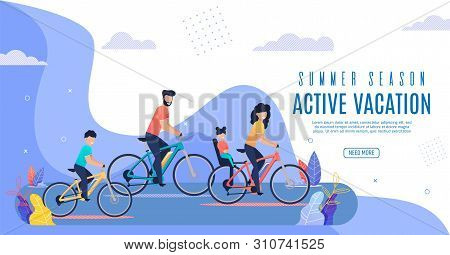 Banner Inscription Active Vacation Summer Season. Active Image Parents And Children. Mapa Lucky Daug