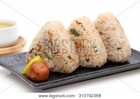 Onigiri, Japanese Food, Japanese Rice Ball, Rice Triangle With Takikomigohan
