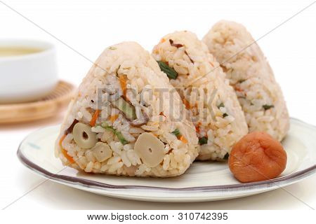 Onigiri, Japanese Food, Japanese Rice Ball, Rice Triangle With Takikomigohan