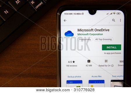 Ivanovsk, Russia - July 07, 2019: Microsoft Onedrive App On The Display Of Smartphone Or Tablet