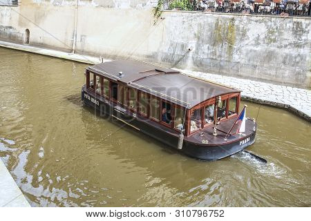 Prague, Czech - April 24, 2012: This Is A Pleasure Boat Prague On The Chertovka River.