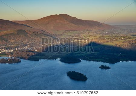 Stunning Late Afternoon Autumn Fall Landscape Image Of The View From Catbells Near Derwent Water In 