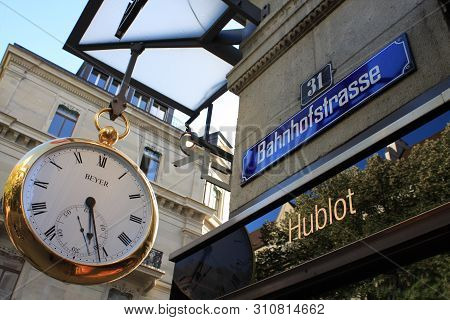 Zurich, Switzerland,  May 4 2019: Beyer Watches On Jewellery Street In Bahnhofstrasse - Zurich, Swit