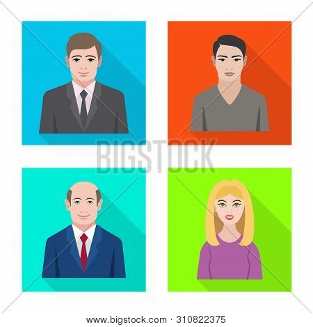 Vector Illustration Of Profile And Portrait Sign. Set Of Profile And Profession Vector Icon For Stoc