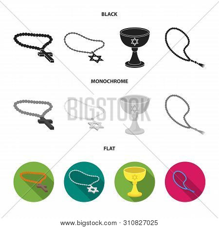Vector Illustration Of Muslim And Items Symbol. Set Of Muslim And Candle Stock Symbol For Web.