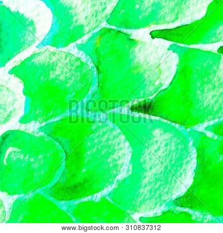Seafoam Green Snake Design. Watercolor Hand Drawn Python Print.  Cobra Skin Exotic Texture. Geometri