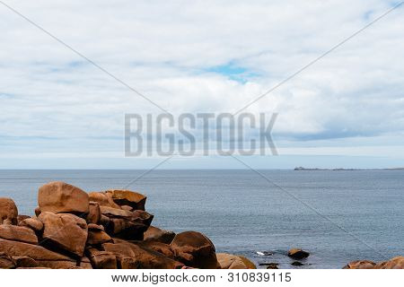 Rock Formations In Pink Granite Coast, France
