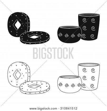 Vector Illustration Of Evolution And Neolithic Logo. Set Of Evolution And Primeval Stock Vector Illu