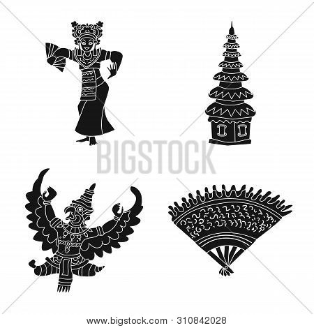 Isolated Object Of And Traditional Logo. Set Of And Bali Stock Symbol For Web.