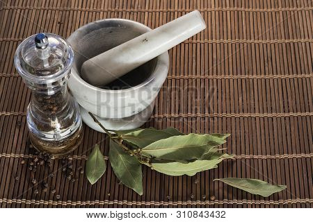 Pepper And Bay Leaf, Spices For Cooking