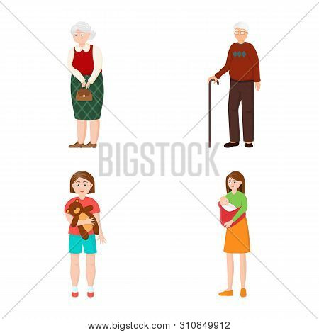 Vector Design Of Family And People Icon. Collection Of Family And Avatar Vector Icon For Stock.