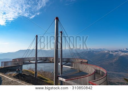 Hokkaido, Japan - May 12 2019 : Panorama View From Unkai Terrace In Summer Time Sunny Day At Tomamu,