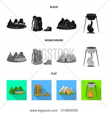 Vector Illustration Of Tourism And Excursions Logo. Set Of Tourism And Rest Vector Icon For Stock.