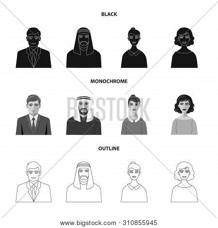 Vector Illustration Of Hairstyle And Profession Logo. Set Of Hairstyle And Character Vector Icon For