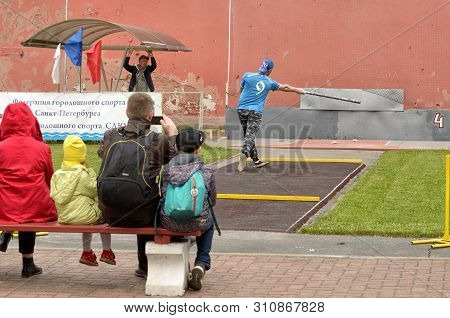 Saint-petersburg.russia.may 26.2019.gorodki - A Russian Folk Sports Game. In This Game You Need Spec