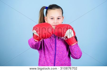With Great Power Comes Great Responsibility. Contrary To Stereotype. Boxer Child In Boxing Gloves. F