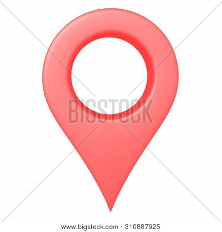 3D Rendering Of Front Facing Red Location Pin