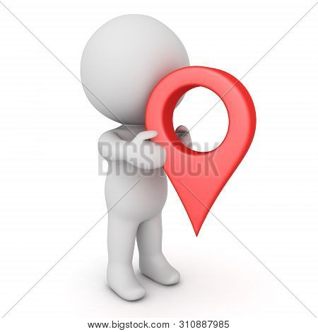 3D Character Holding Location Pin