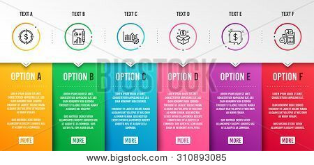 Payment Message, Post Package And Report Document Icons Simple Set. Operational Excellence, Dollar T