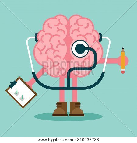 Mental Health And Mental Illness Concept Flat Design, Vector Illustration