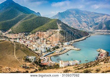 Panoramic View On Coastal City El Jebha In North Morocco By Mediterranean Sea